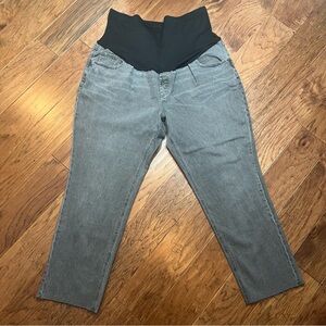 Old Navy Women's Maternity Gray frayed hem Stretch Ankle Jeans 18